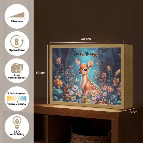 Hert - Magisch - Sprookjesbos Light Box met batterij (Wandlamp kind) middel -USP_websiteoverzichtNL