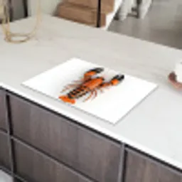 Kreeft - Zwart - Oranje - Wit - Uniek Inductie beschermer vinyl 3mm klein -sfeer8