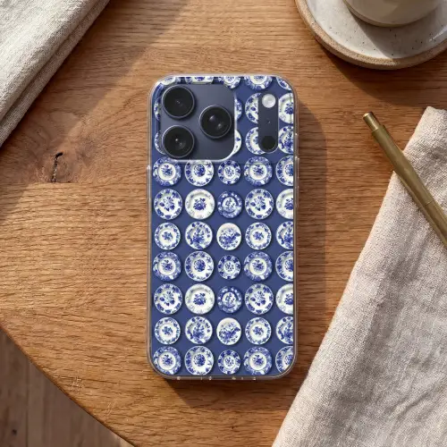 Borden - Floraal - Blauw Telefoonhoesje iPhone 17 Pro klein 878 -sfeer1
