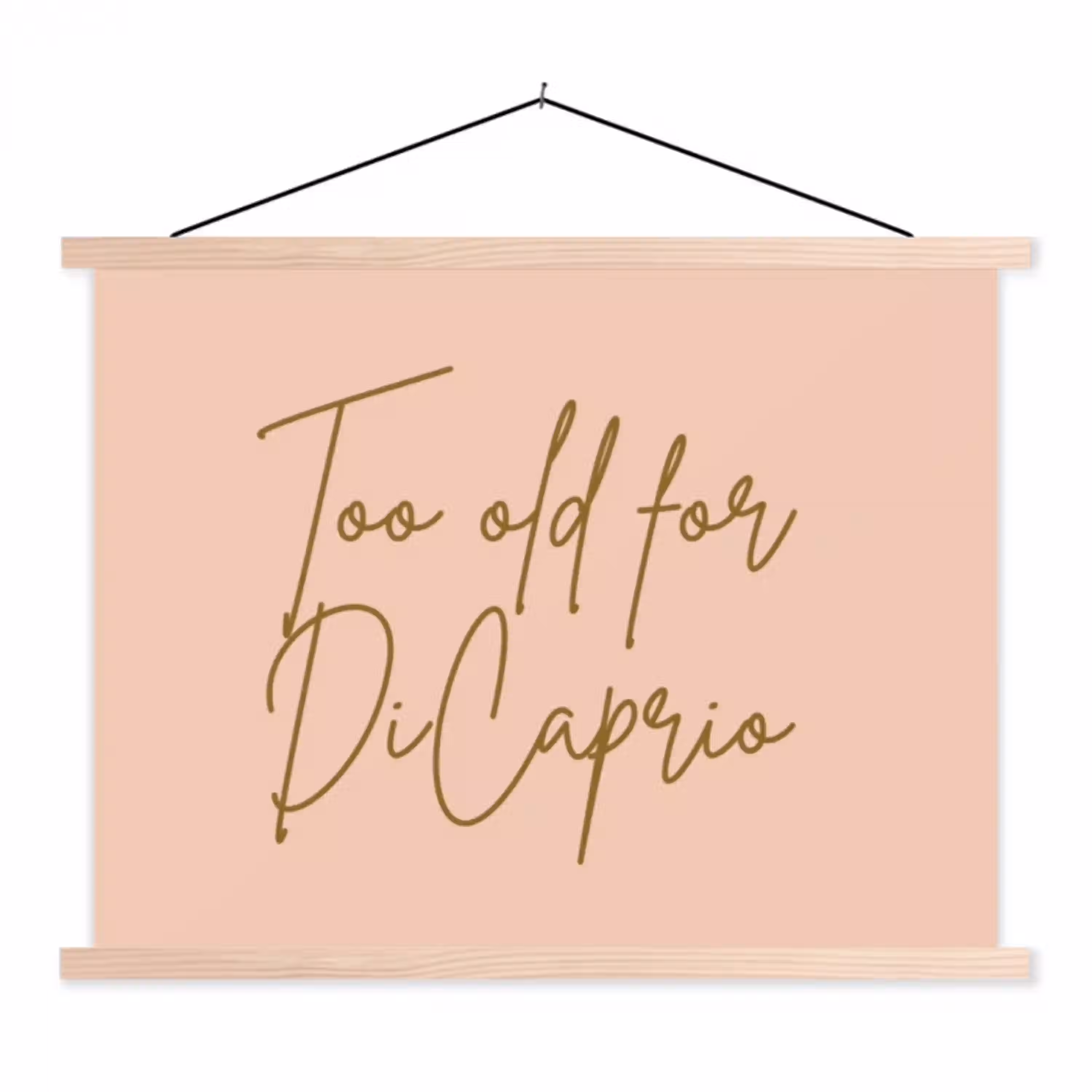 Too old for dicaprio - Roze - Groen textielposter latten blank klein -3d