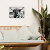 Schotse hooglander - Natuur - Koe - Zwart - Wit tuinposter los doek klein -sfeer7