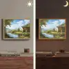 Zwaan - Bomen - Rust Light Box met batterij (Wandlamp) middel -sfeer3