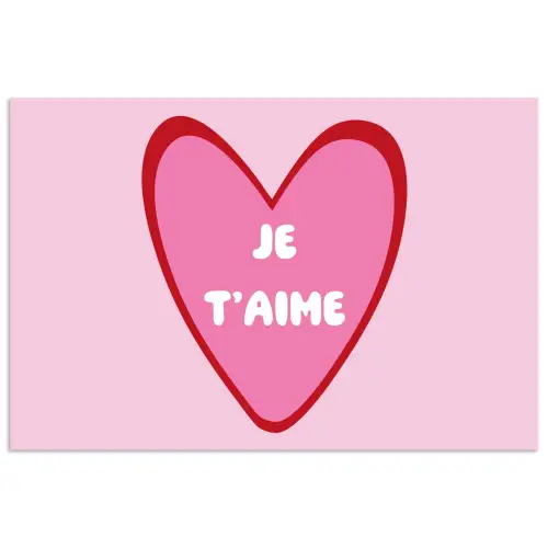 Hart - Frans - Valentijn - Roze poster papier klein -3d