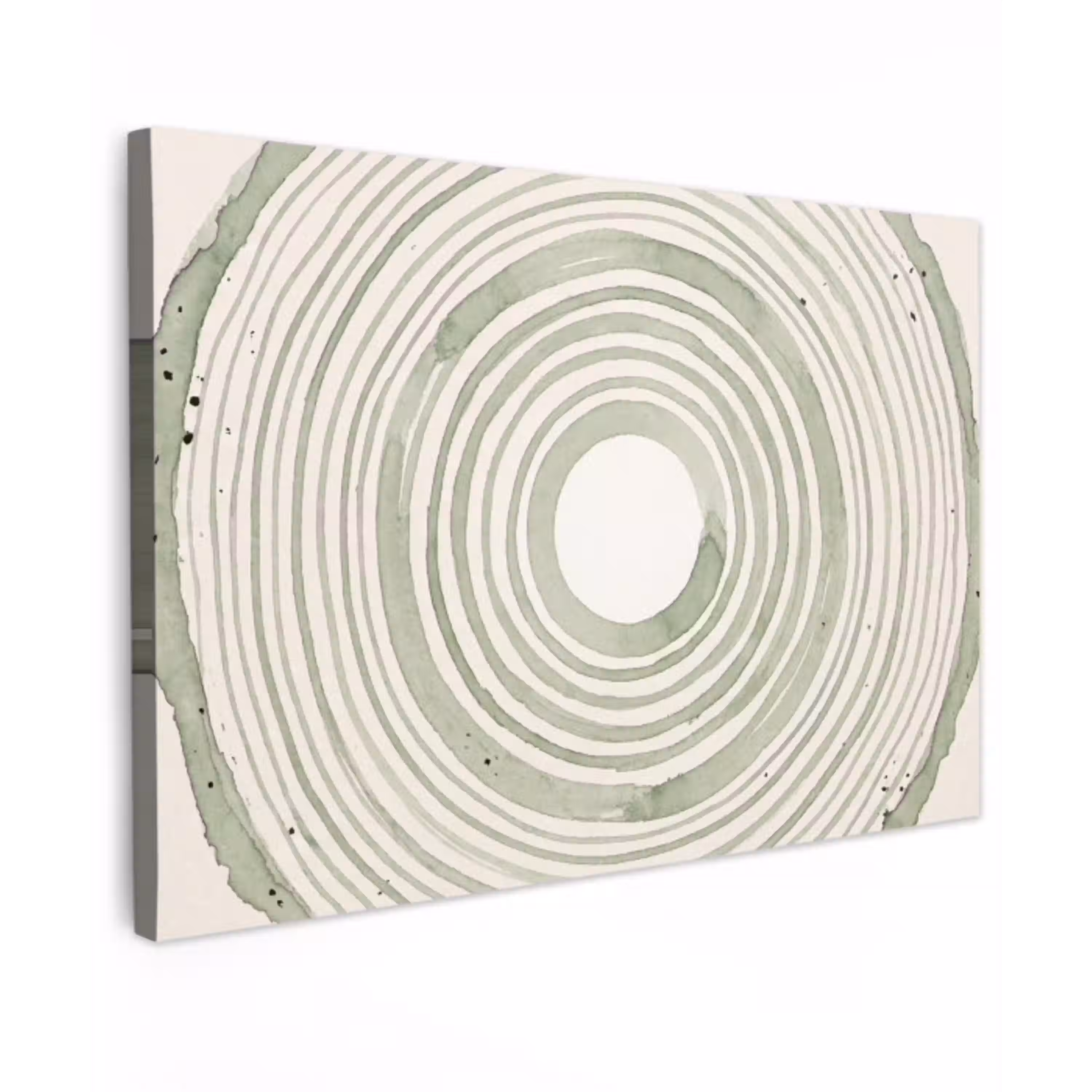 Abstractie - Cirkels - Waterverf - Groen - Modern Tuinposter op houten frame 2 cm dik klein -3d