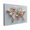 Wereldkaart - Rozen - Roze Tuinposter op houten frame 2 cm dik klein -3d