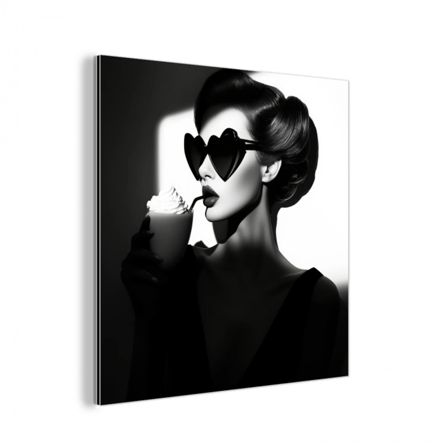 Vrouw - Zwart - Hart aluminium wit klein -3d