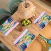 Landschap - Paars - Pastel - Huizen Placemat vinyl groot -zzsfeer5_Kitchenyeah-website