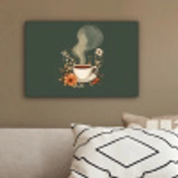 Kop - Bloemen - Groen - Koffie canvas 2cm klein -sfeer3