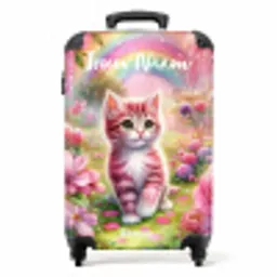 Roze regenboogkatje NBS - Handbagage koffer - Kinderen Unisex middel -productfoto_recht