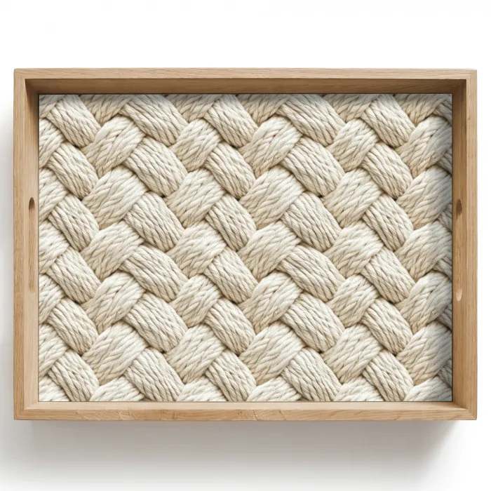 Touw - Gebreid - Beige Dienblad Rechthoek middel 911 -z3d_shopping