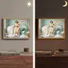 Retro - Blauw - Vrouw Light Box met batterij (Wandlamp) middel -sfeer3