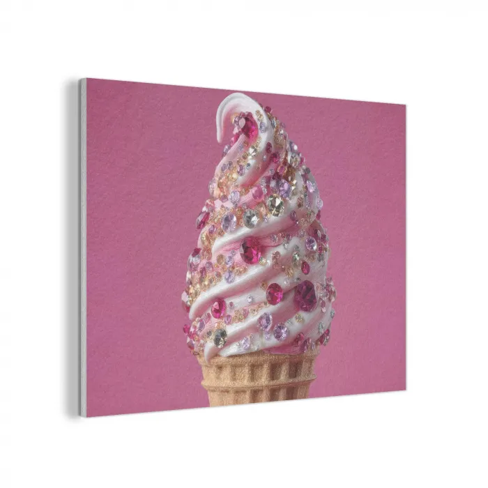 Softijs - Edelstenen - Roze - Hoorntje PET vilt klein -3d