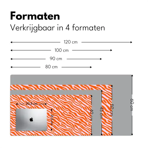 Strepen - Dynamisch - Oranje Muismat XXL klein 681 -sfeer5