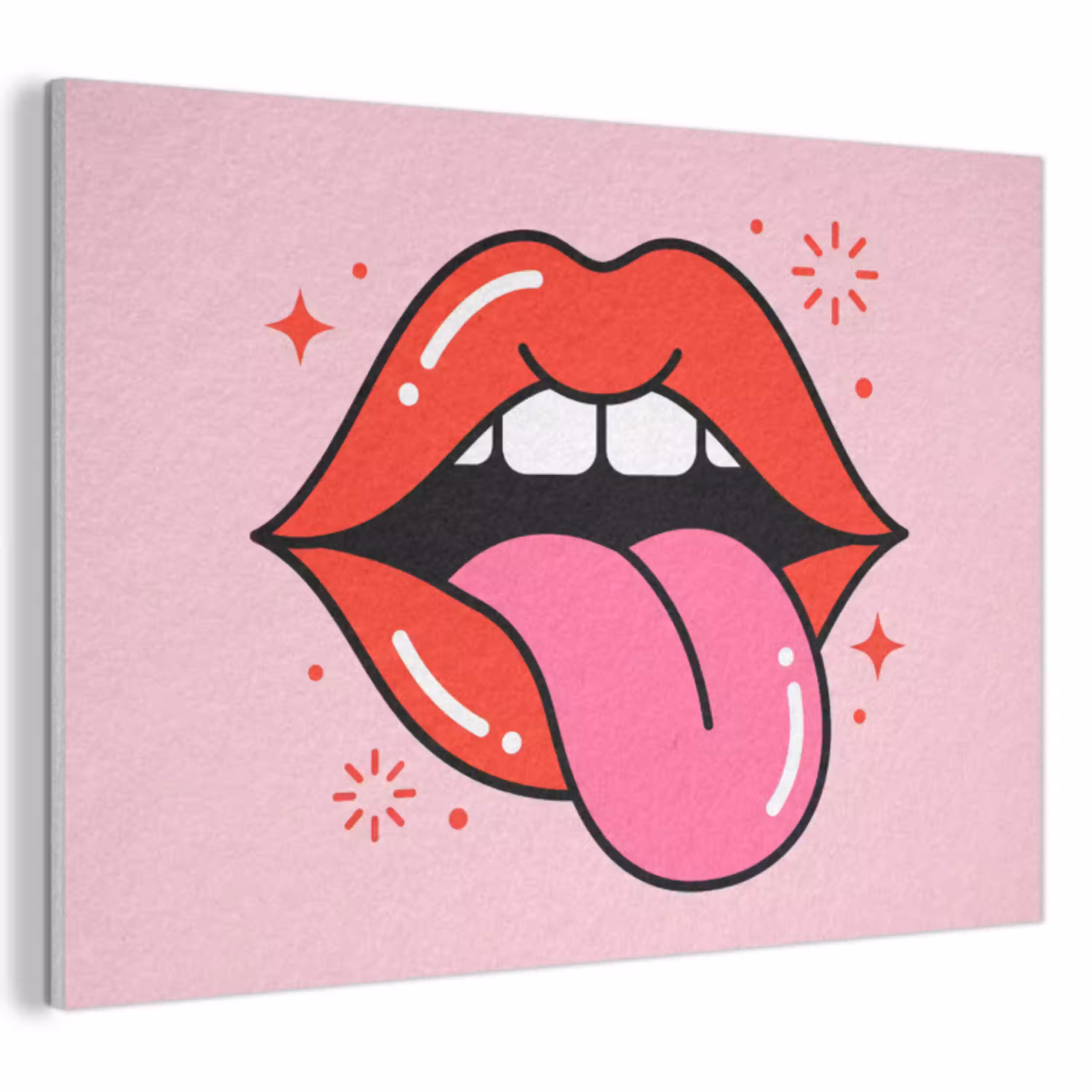 Lippen - Tong - Pop-art - Kleurrijk - Roze PET vilt klein -3d