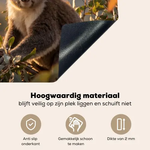 Koala - Bladeren - Ochtendlicht Inductie beschemer met haakjes klein -ky-onderkant-nl