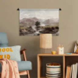 Berglandschap - Meer - Bergen - Vallei - Klassiek Wandkleed katoen klein -wsfeer4_kind