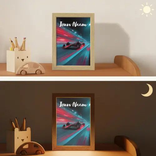 Formule 1 - Raceauto - Rood - Neonverlichting Light Box met kabel (Kinderlampje) klein -sfeer3_kind