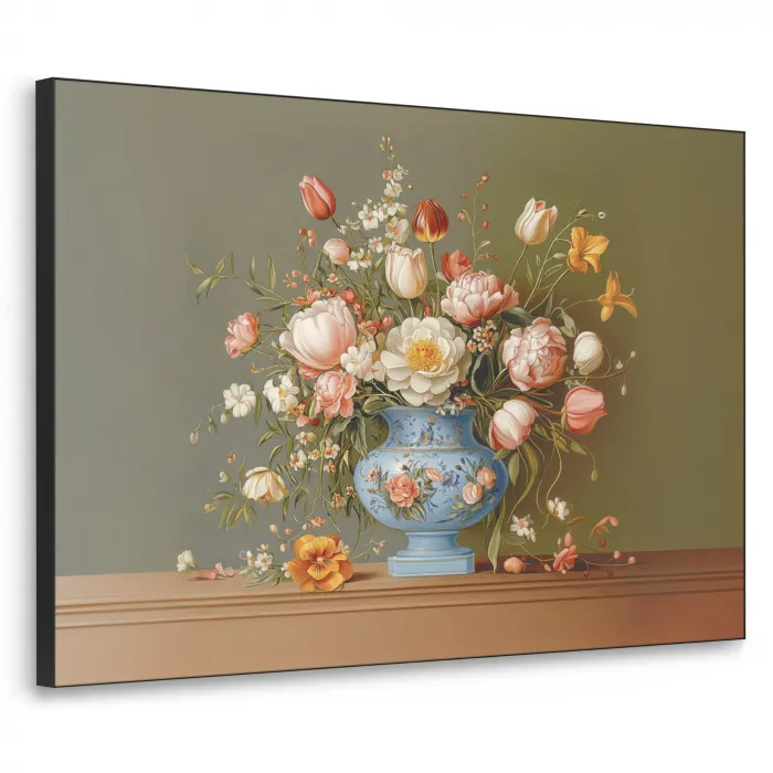 Neutral - Bloemen - Boeket - Vaas Textielframe - compleet frame klein -3d