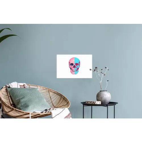 Schedel - Grafisch - Roze - Verdeeld Muursticker klein -plant