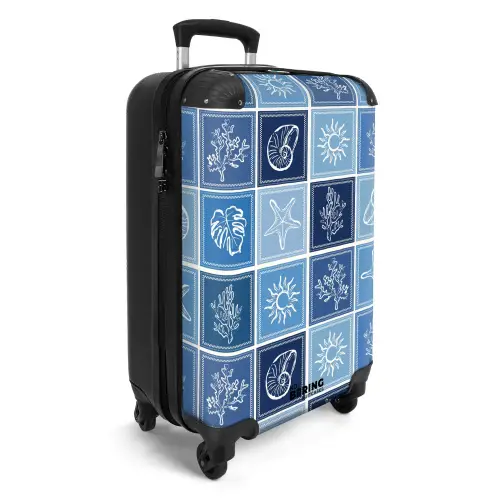 Blauwe zomer print NBS - Handbagage koffer - Kinderen Unisex middel -productfoto_3d