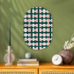 Vlechtpatroon - Groen - Roze - Grafisch Wandcirkel Ovaal Forex klein 630 -sfeer2