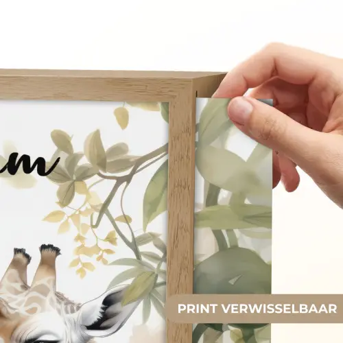 Dieren - Giraffe - Bladeren - Kinderen Light Box met batterij (Wandlamp kind) middel -USP_websiteprintNL
