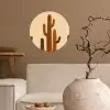 Cactus - Woestijn - Zand - Bruin Wandcirkel behangsticker klein -sfeer1