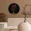 Rode - Bloemen - Vaas Wandcirkel kunststof plaat 5mm dik klein -sfeer1