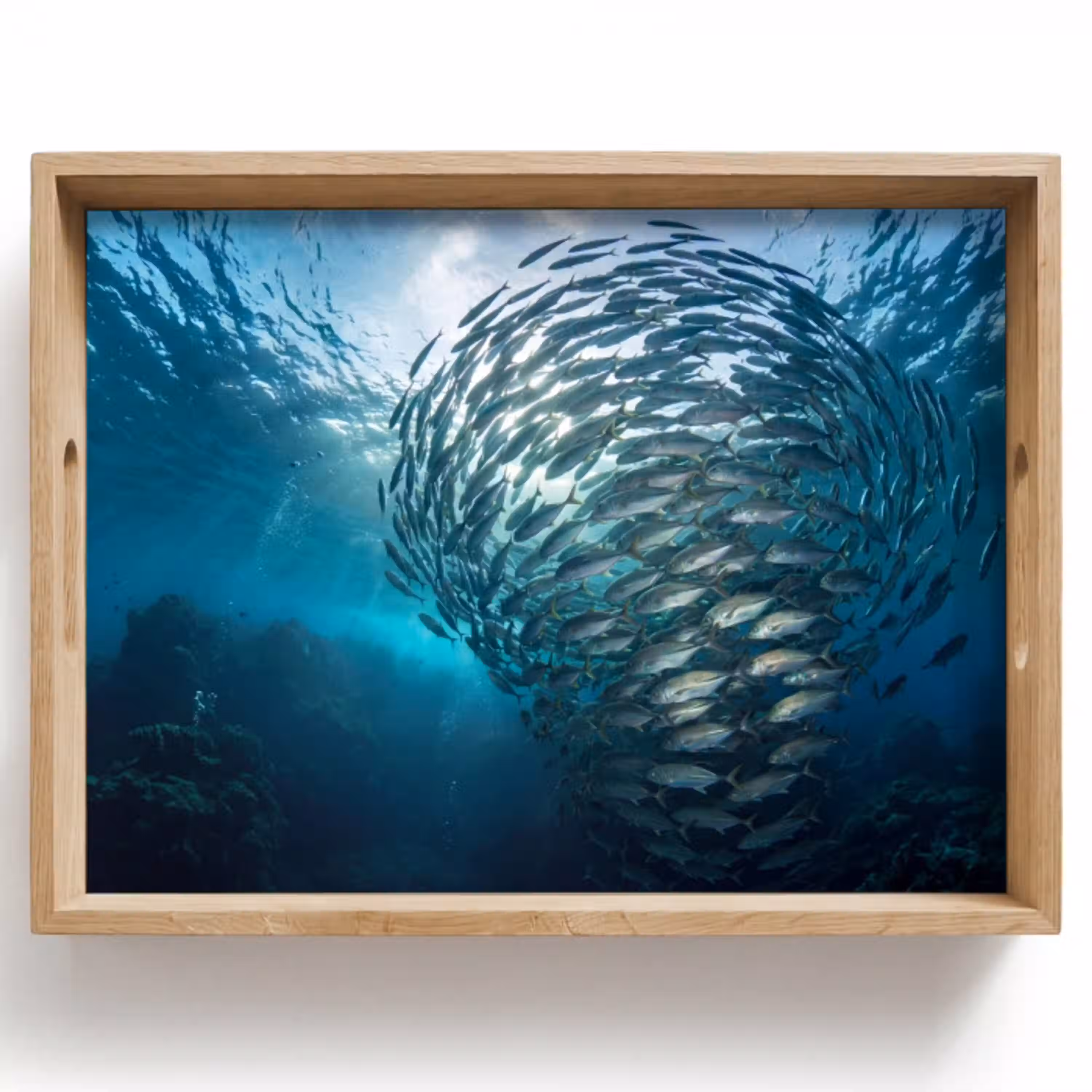 Vis - School - Oceaan - Natuur - Blauw Dienblad Rechthoek middel -z3d_shopping