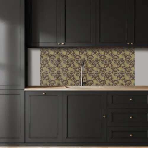 Bruin - Groen - Bloemen keuken achterwand 2 middel 871 -sfeer1