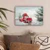 Auto - Rood - Cadeaus - Winter - Sneeuw - Kerst canvas 2cm klein -sfeer1