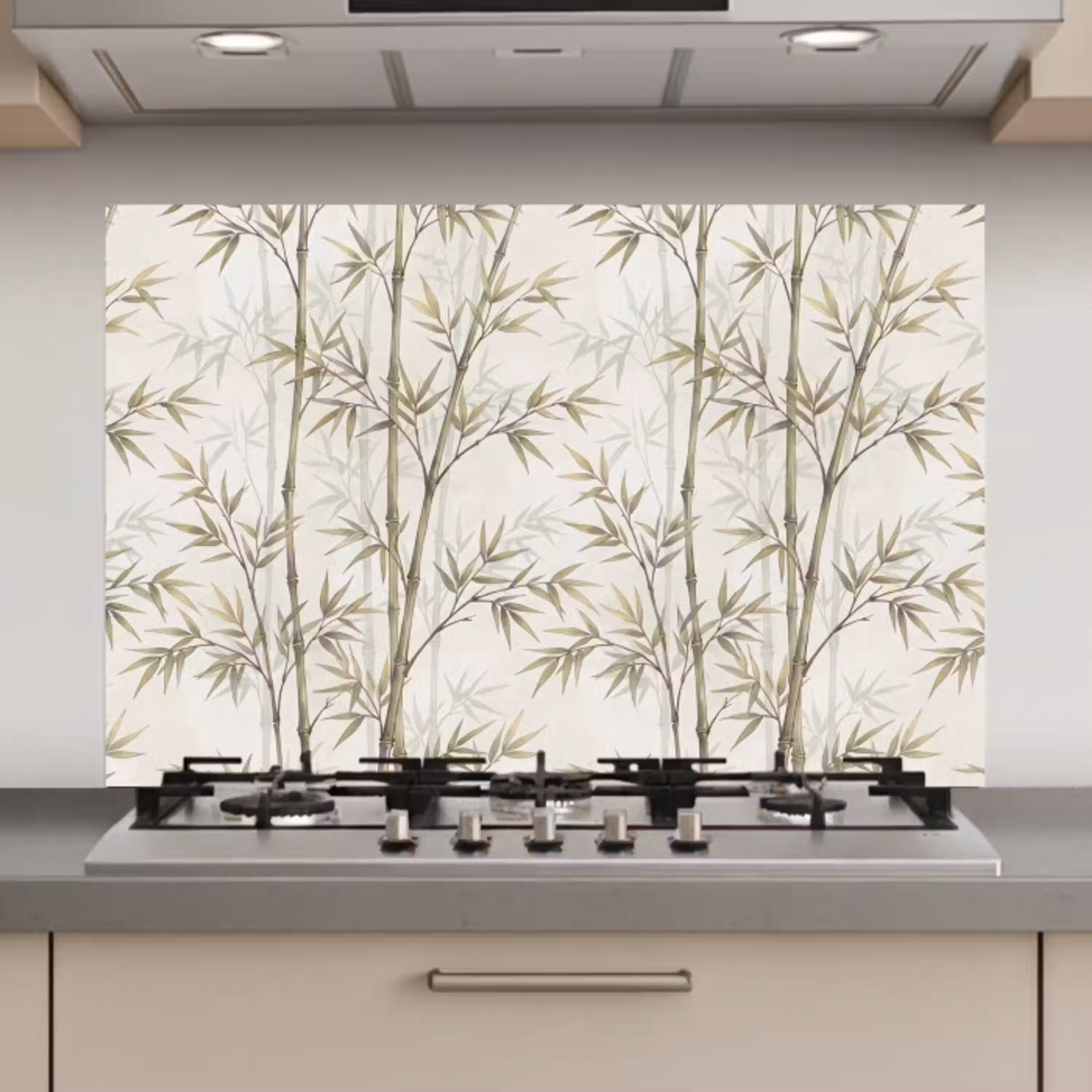 Bamboe - Bladeren - Natuur - Aquarel - Groen keuken achterwand spatscherm klein -3d_website