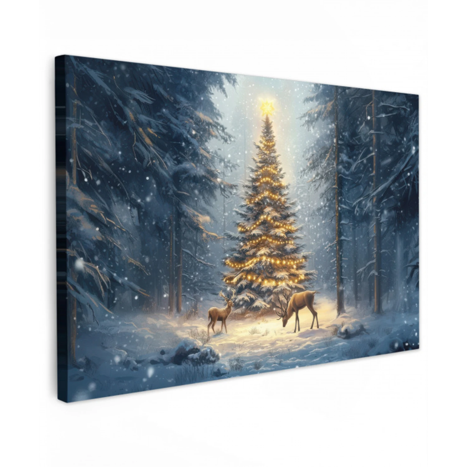 Kerstlicht - Woud - Hert - Donker canvas 2cm klein -z3d