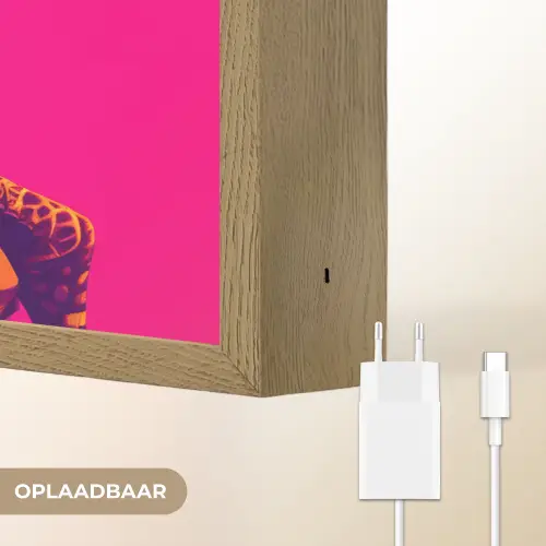 Hagedis - Bloemen - Roze - Kimono Light Box met batterij (Wandlamp) middel -USP_websiteoplaadbaarNL