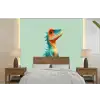 Cartoon - Dino - Oranje - Stekels fotobehang vinyl groot -bed