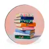 Boeken - Stapel - Kleurrijk Wandcirkel aluminium klein -3d