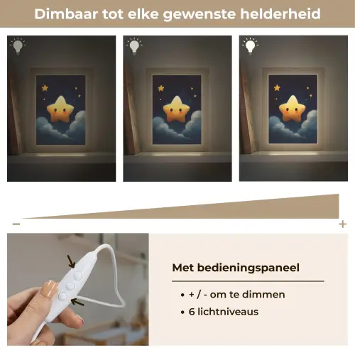 Ster - Gezichtje - Nacht - Wolken Light Box met kabel klein -USP_dimbaarNL