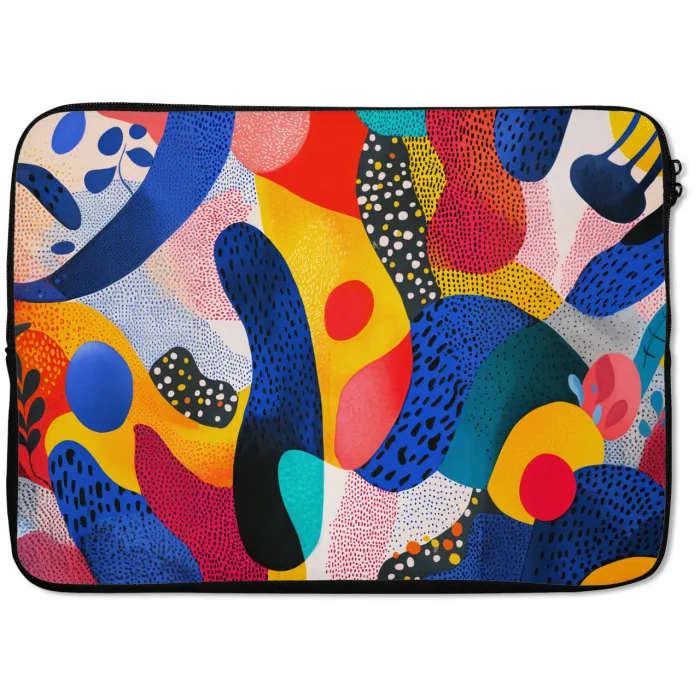 Vormen - Abstract - Stippels - Blauw laptophoes neopreen klein -zkaufland3dotto