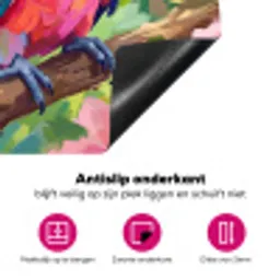 Papagaai - Hibiscusbloemen - Kleurrijk Inductie beschermer vinyl 3mm klein -wsfeer4_website