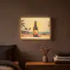 Bierfles - Zonsondergang - Palmbomen - Zee Light Box met batterij (Wandlamp) middel -sfeer4