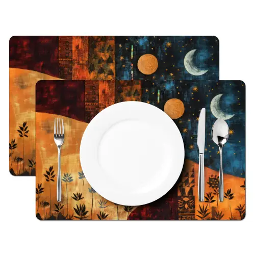Silhouetten - Abstract - Zon - Maan Placemat vinyl groot -zzsfeer2_Kitchenyeah-website