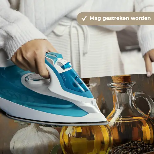 Stilleven - Olijfolie - Knoflook - Kruiden Wandkleed katoen klein -sfeer9