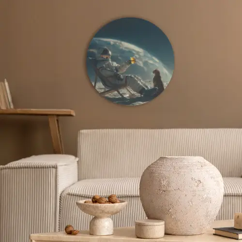 Astronaut - Kat - Glas - Stoel Akoestische PET Vilt - Rond klein -sfeer1