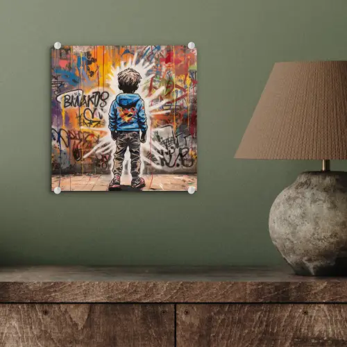 Graffiti - Jongen - Kleuren - Kunst - Street Art plexiglas 5mm klein -sfeer3