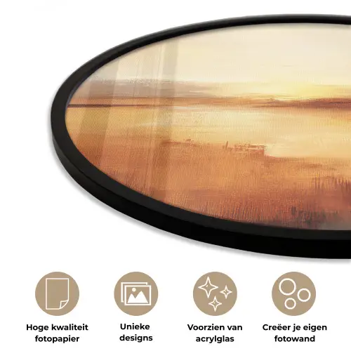 Abstract - Bruin - Modern - Herfst kleuren Fotolijst rond zonder passe partout klein -closeup_NL