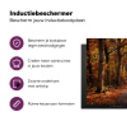 Bospad - Herfstbos - Bladeren - Oranje - Nostalgisch Inductie beschermer vinyl 3mm klein -zzzzzzz-cc-usp