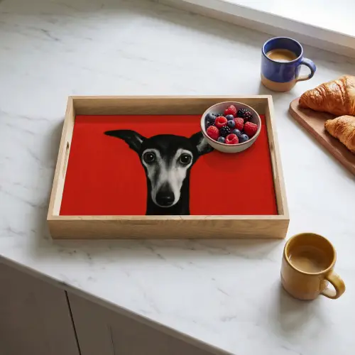 Windhond - Minimalistisch - Rood Dienblad Rechthoek middel -sfeer2