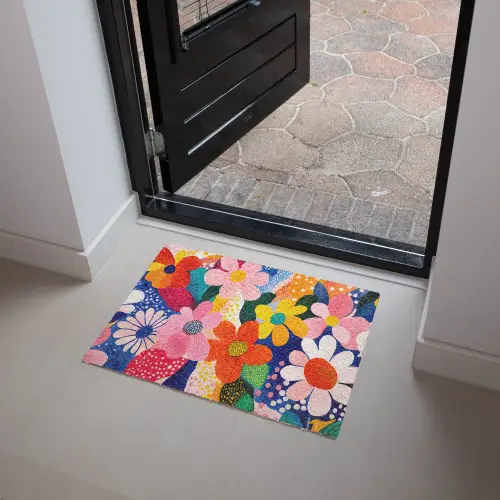 Bloemen - Kleurrijk - Stippen Deurmat klein -sfeer5