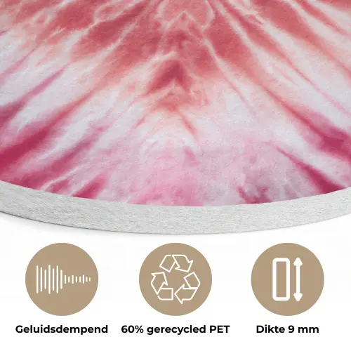 Hartvorm - Roze - Tie dye Akoestische PET Vilt - Rond klein -closeup_NL