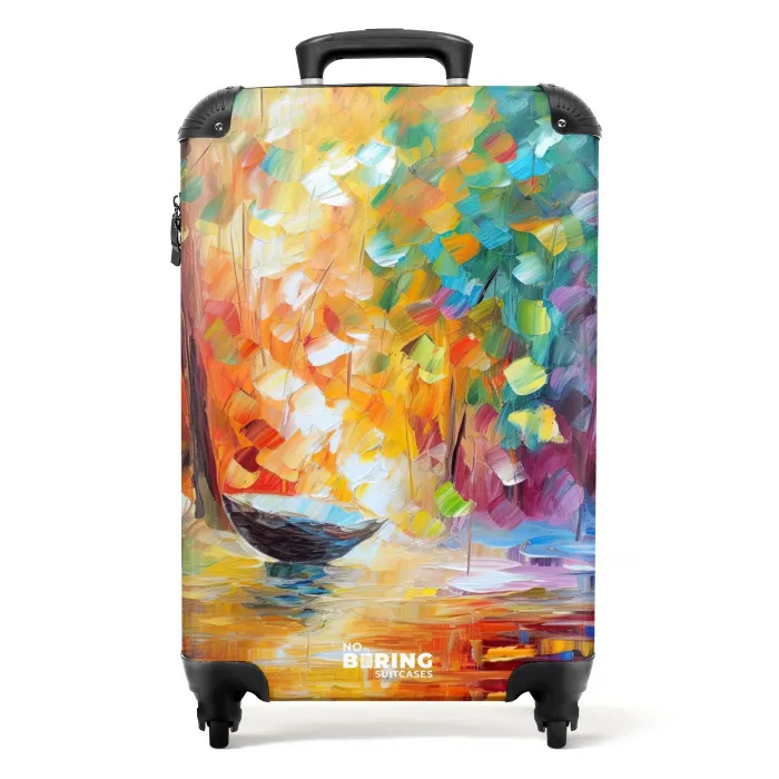Kleurrijk - Olieverf - Water - Boot NBS - Handbagage koffer - Kinderen Unisex middel -productfoto_recht
